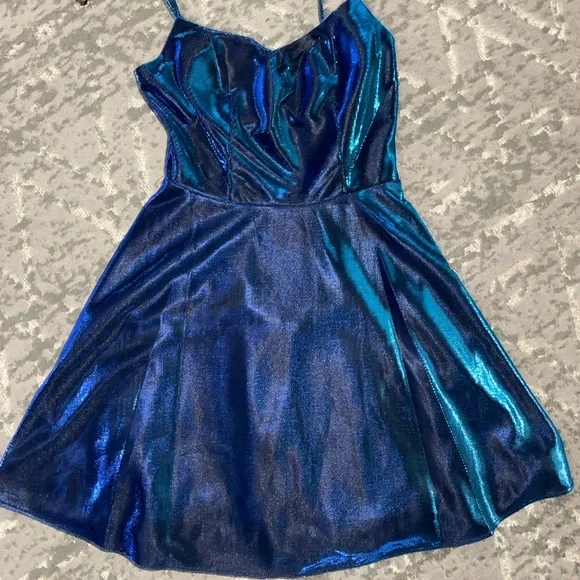 Dresses | Girls Junior Size 7 Formal Dance Dress Dark Metallic Blue Color |  Poshmark